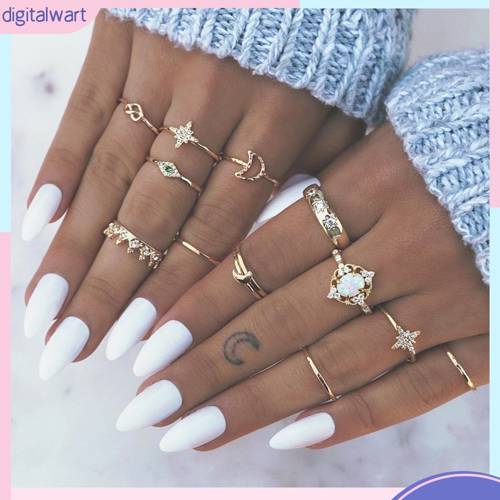 Bộ 13 nhẫn nữ nhiều kiểu dáng phong cách Bohemian độc đáo cá tính