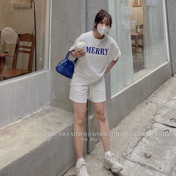 Đồ Bộ Đùi Áo Thun Form Rộng MERRY Cực Xinh Unisex - Set Thun Cotton nữ Hè
