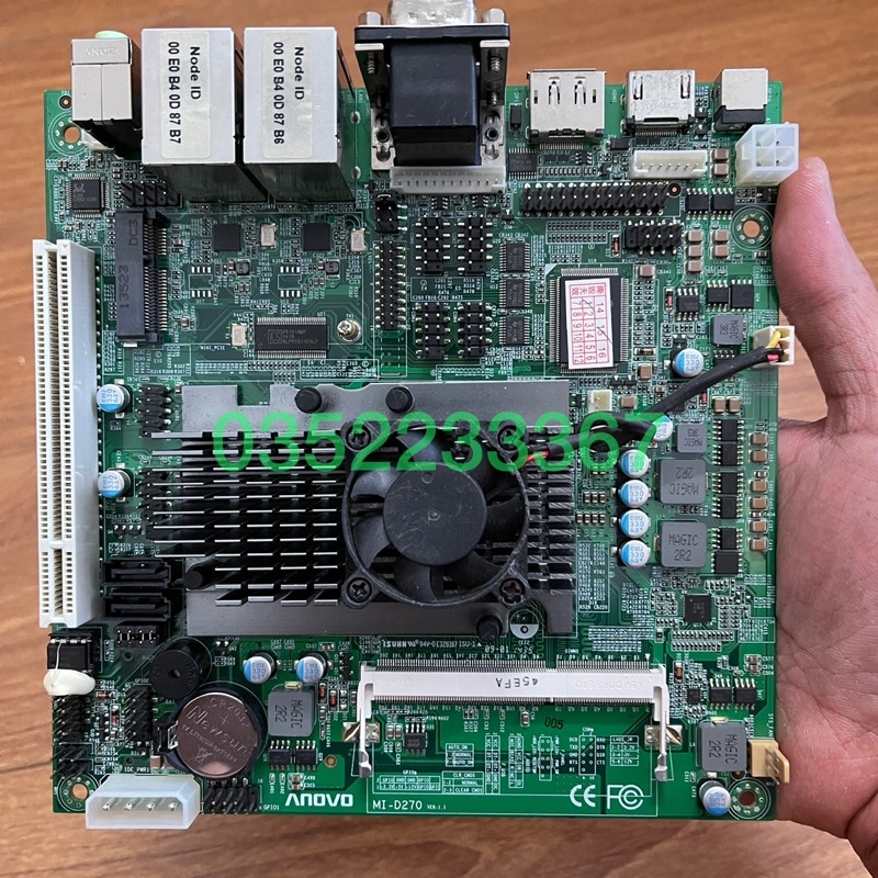 Main ITX công nghiệp D2550 lõi kép 1.86Ghz mPCI-e, msata