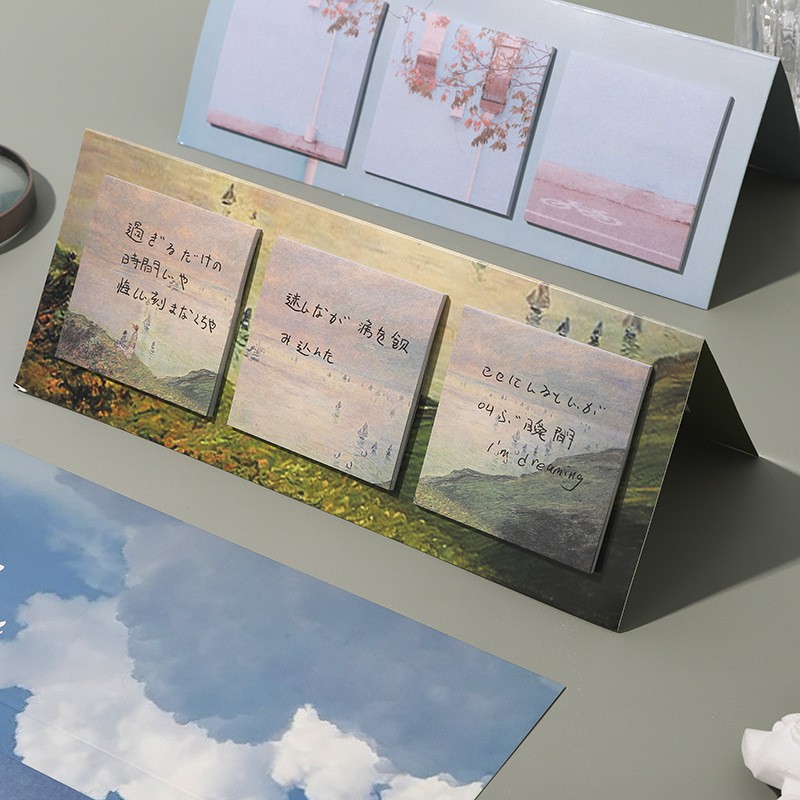 Sticky Note, Giấy Nhớ Memo Pad Hình Aesthetic Blue Sky Set 3 Xấp | NT007