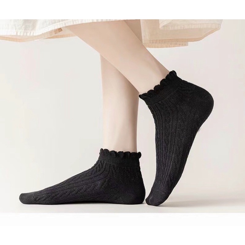 Tất nữ cổ bèo xuất Hàn, tất cotton nữ cổ ngắn đẹp xuất sắc(sét 10 đôi)