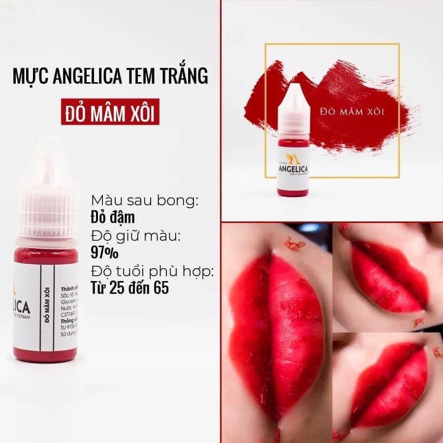 Mực angelica tem trắng siêu đậm bản việt mẫu mới lên màu nhanh ,bám màu tốt ,giữ màu 95%,không bị xỉn màu