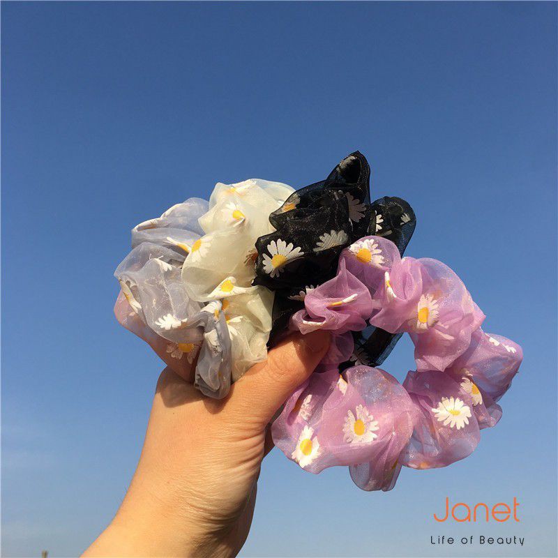 [SALE lấy 5*] Dây Cột Tóc Scunchies - Dây Buộc Tóc Voan Hoa Cúc chất Đẹp