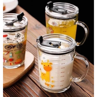 CỐC PHA SỮA THỦY TINH CHIA VẠCH, CHỐNG ĐỒ TẶNG KÈM ỐNG HÚT SILICON