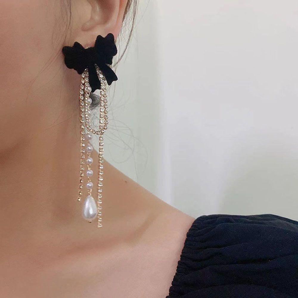 Bông Tai Dáng Dài Đính Nơ Xinh Xắn Thời Trang Cho Nữ 1