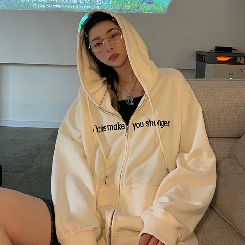 Áo Hoodie Nữ Thêu Chữ Phong Cách Hàn Quốc
