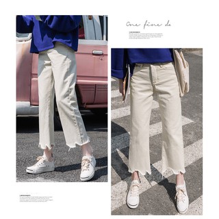 Quần bò jeans denim ulzzang rách gấu ống rộng