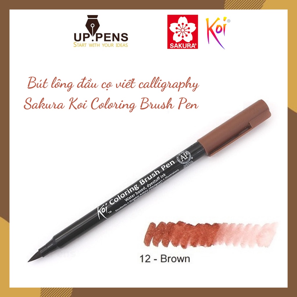 Combo 3 bút lông đầu cọ viết calligraphy Sakura Koi Coloring Brush Pen – Purple Brown Colors