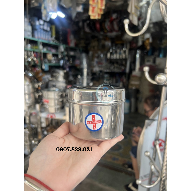 Hủ Lưu Mẫu/ Hộp Đựng Bông Gòn INOX 304
