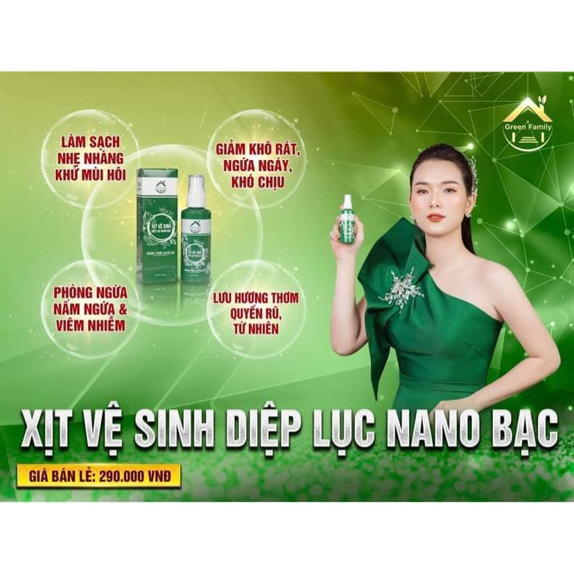 Xịt Vệ Sinh Diệp Lục Nano Bạc tặng kèm nước hoa body Shimang