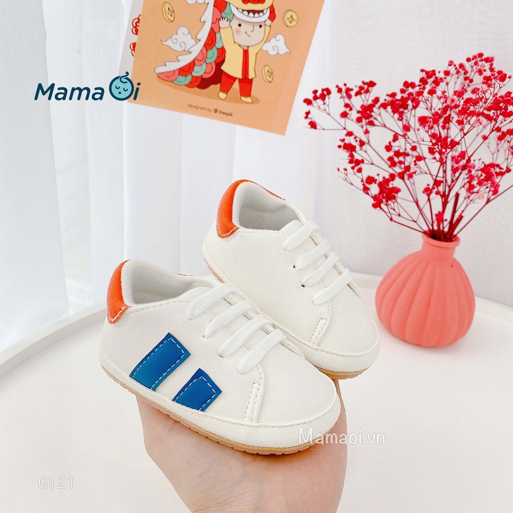 Giày tập đi cho bé giày bata style cho bé mang đi chơi màu trắng sọc xanh của Mama Ơi - Thời trang cho bé