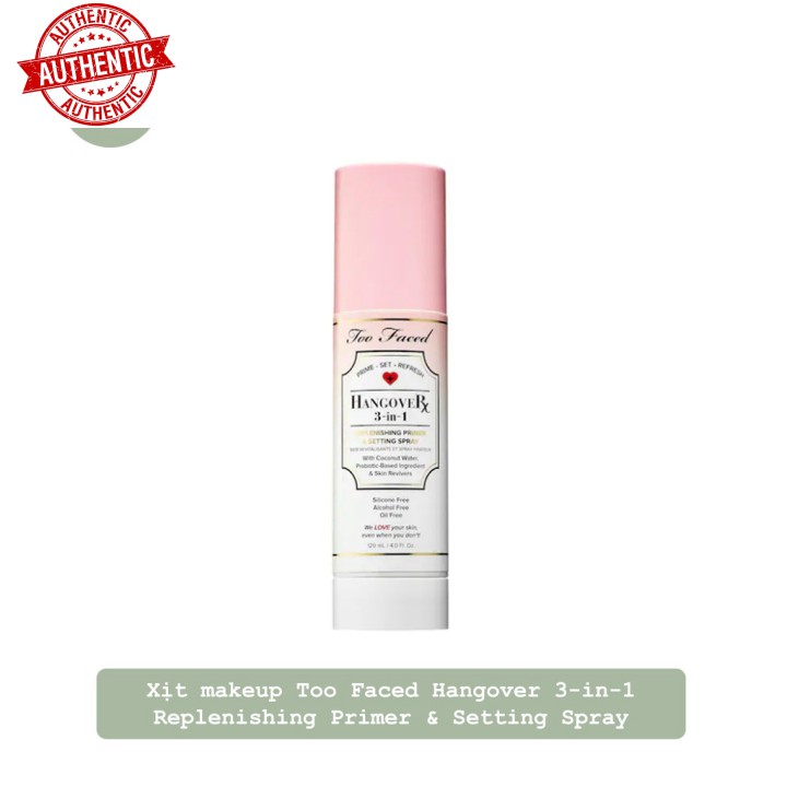 [Mã giảm giá shop] Xịt makeup Too Faced Hangover 3-in-1 Replenishing Primer & Setting Spray Bunny Beauty hàng đủ bill