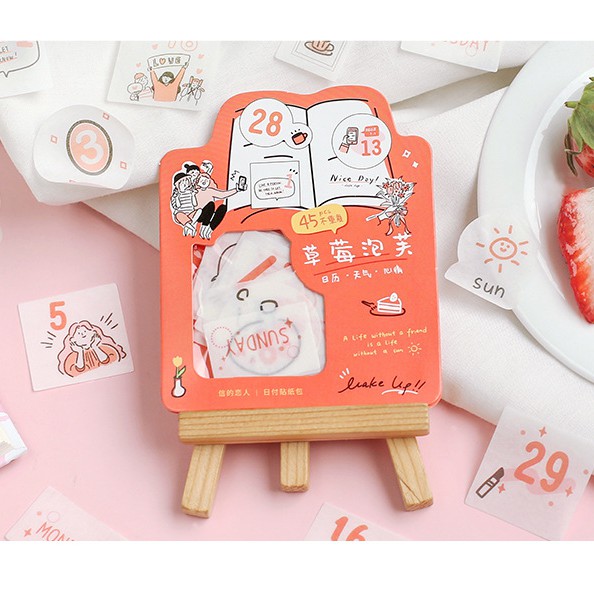 Gói Sticker dán Số ngày trang trí 45 miếng/set