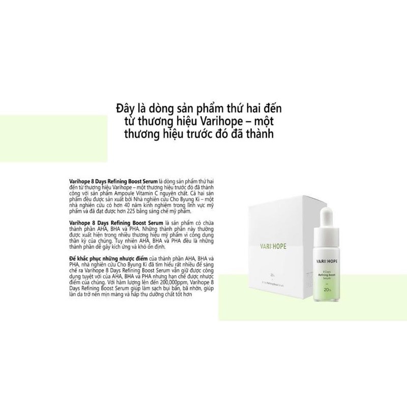 Tinh chất serum bốt tẩy tế bào chết aha bha pha Vari:hope vari hope refining