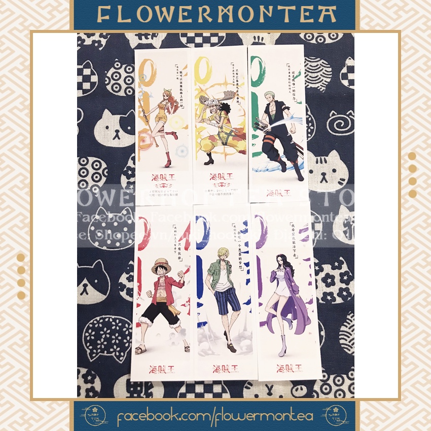 Set 6 Thẻ Đánh Dấu Sách | Bookmark Giấy - One Piece | Đảo Hải Tặc