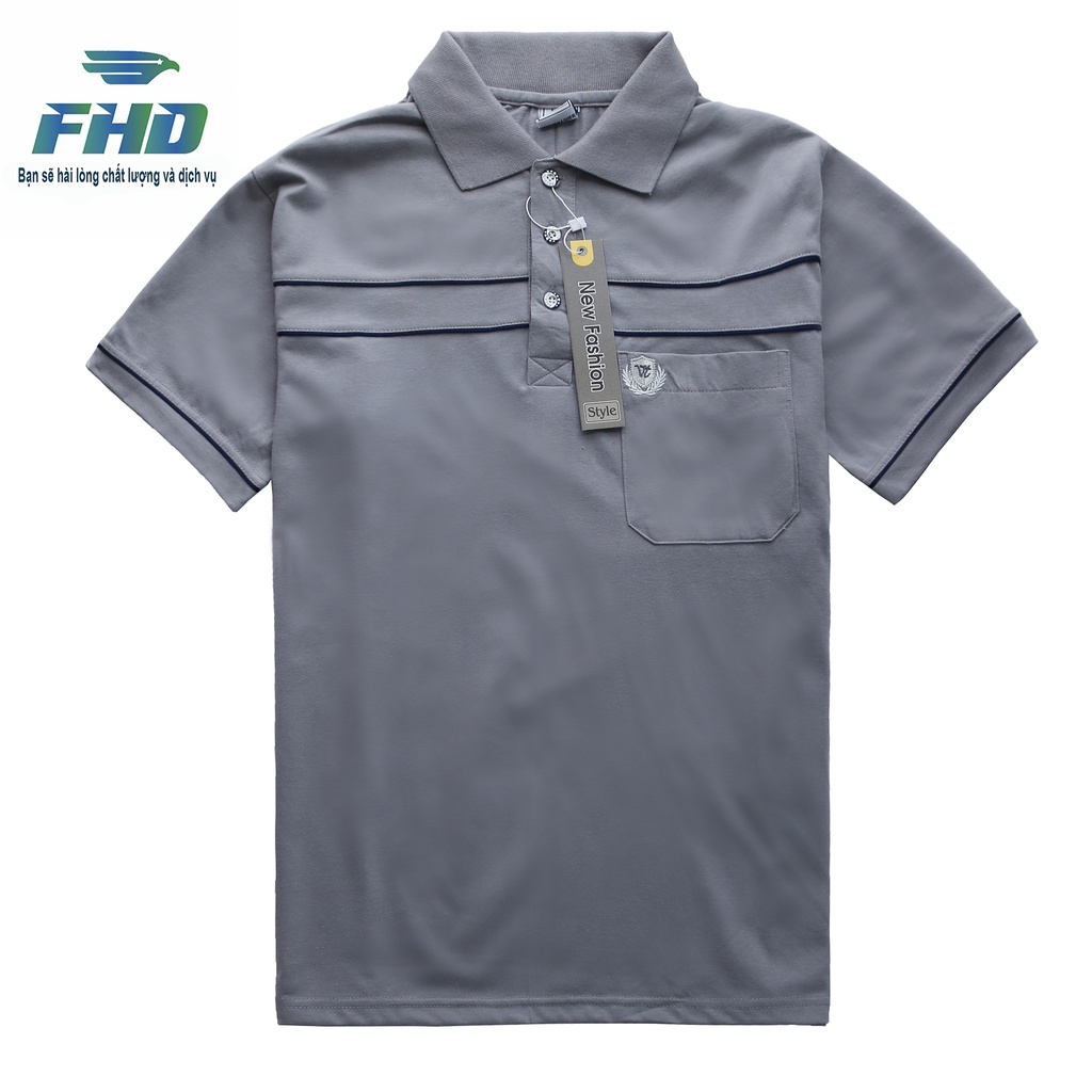 Áo thun nam trung niên cotton có cổ ngắn tay nam form trung niên chất vải dày dặn thấm hút mồ hôi nhiều màu FHDA001