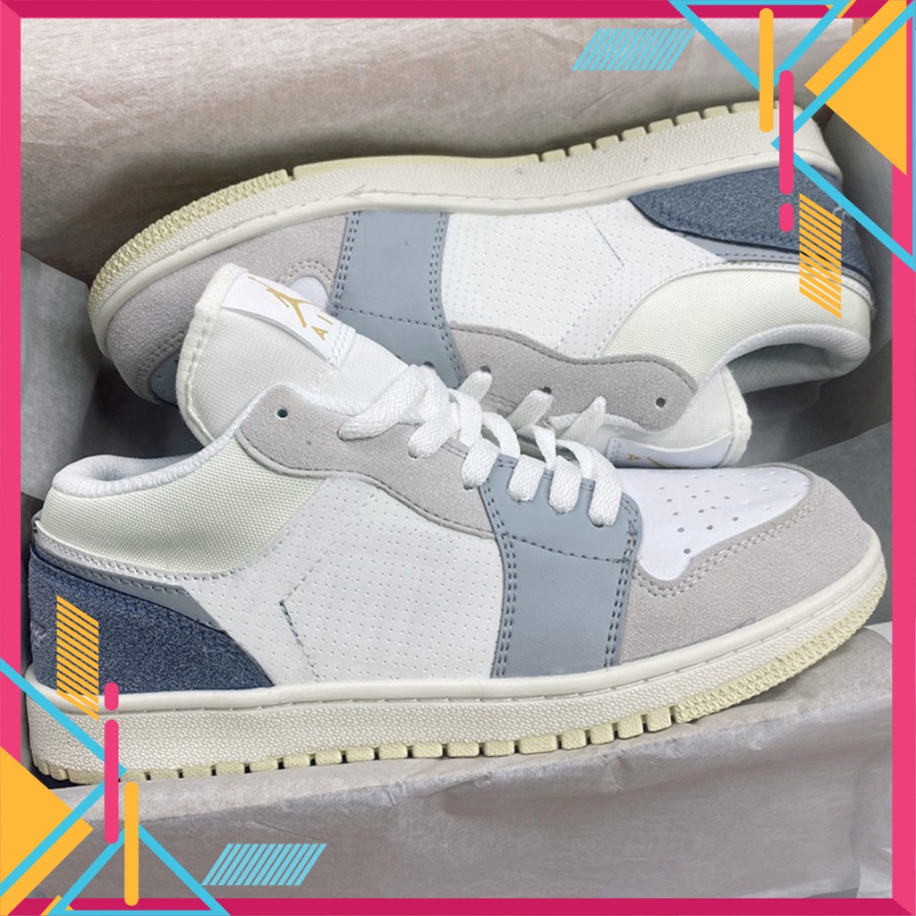 Giày Jordan Paris JD1 Cổ Thấp Gót Xanh, Giày Jodan Low Thấp Cổ Nam Nữ Full Box Bil