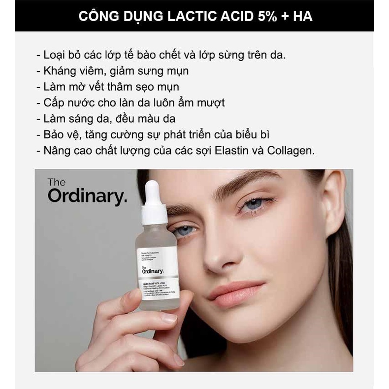 [[Bil Canada/US]] Tinh chất THE ORDINARY Giúp Tẩy Da Chết Mụn Đầu Đen Chứa Lactic Acid 5% + HA 30m