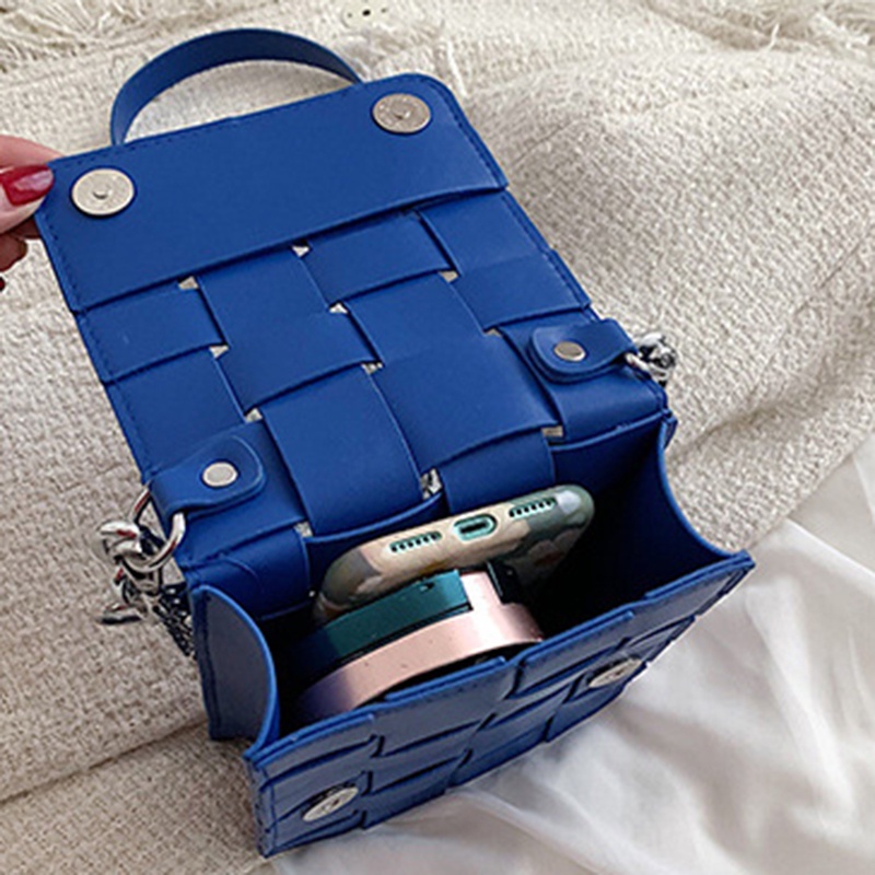 Túi đeo vai IELGY họa tiết đan xen kẽ dây xích mini thời trang dành cho nữ