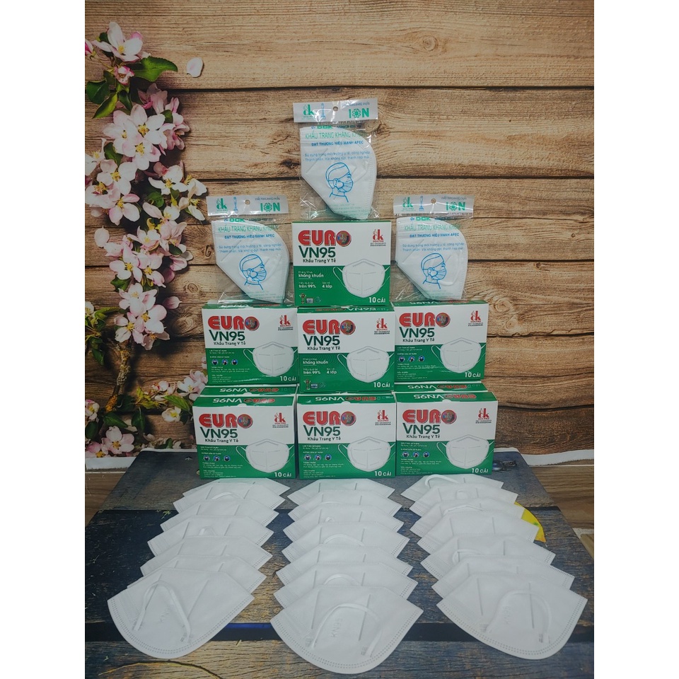 Khẩu Trang N95 Euro Kháng Khuẩn Cao Cấp 1 Hộp 10 Cái