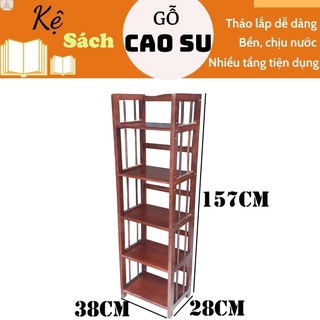 Kệ sách 5 tầng rộng 38cm bằng gỗ, kệ để sách vở 5 tầng tiện dụng, kệ trang trí 5 tầng tháo lắp 100% gỗ tự nhiên (Nâu)