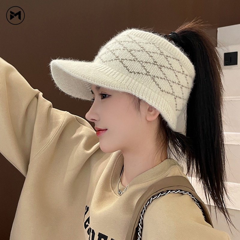 Mũ Len Trùm Tai Giữ Ấm Họa Tiết Kim Cương Thời Trang Thu Đông Mới