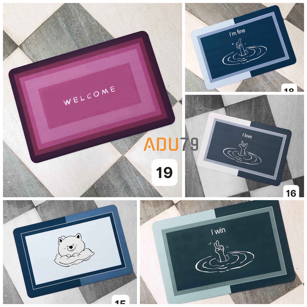 [FREESHIP ❤️] Thảm Dậm Chân Silicon Hút Nước Siêu Thấm, Thảm Lau Chân Siêu Mềm, Dày, Chất Liệu Chống Trượt - Hàng Loại 1