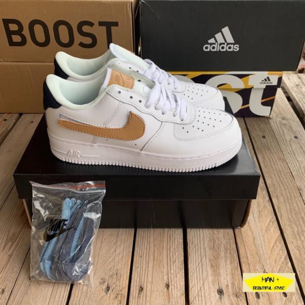 (Full box) Giày thể thao sneaker Air Force 1 Low Removable Swoosh Pack White Vachetta Tan < : :)) . new :