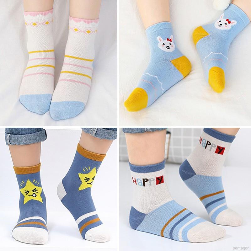 Set 5 đôi tất cotton mềm mại thoáng khí nhiều màu sắc cho bé 1-12 tuổi