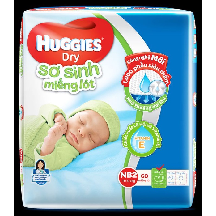 Miếng lót sơ sinh Huggies NB1/NB2