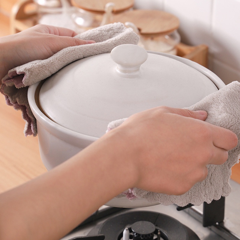 Khăn Lau Chén Dĩa Bằng Sợi Micro Thấm Hút Nước Chống Dính Dầu Tiện Dụng Cho Nhà Bếp
