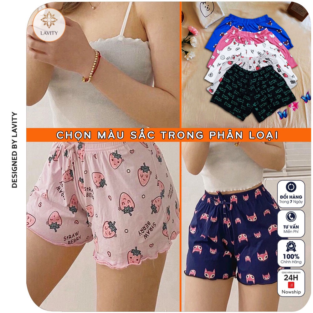[Ảnh thật+ video ]Quần đùi nữ thái họa tiết chân bèo chất thun mát - Quần short nữ, quần ngủ mùa hè chất thun co giãn