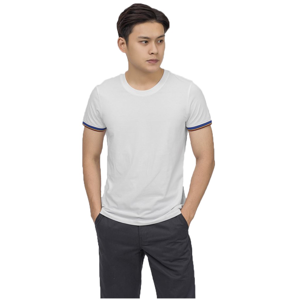 Áo Thun Nam Ngắn Tay ARISTINO - ATS016S9 Cotton Thoáng Mát, 2 Màu Trẻ Trung Tím than, Trắng