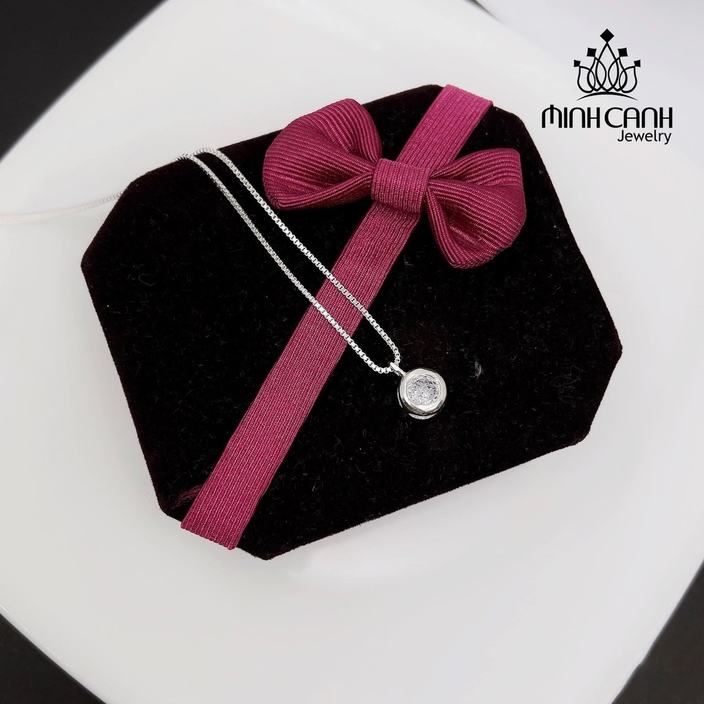 Dây Chuyển Bạc Trơn Bọc Đá Mini - Minh Canh Jewelry