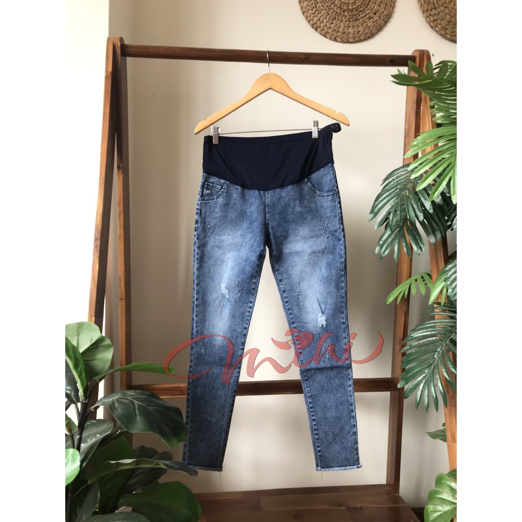 Quần bò bầu, quần Jean / Jeans cho bà bầu rách gấu - Hàng Quảng Châu chất đẹp (có ảnh THẬT)