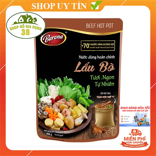 Lẩu  Bò - Nước Dùng Hoàn Chỉnh Barona - Lẩu Bò 164g