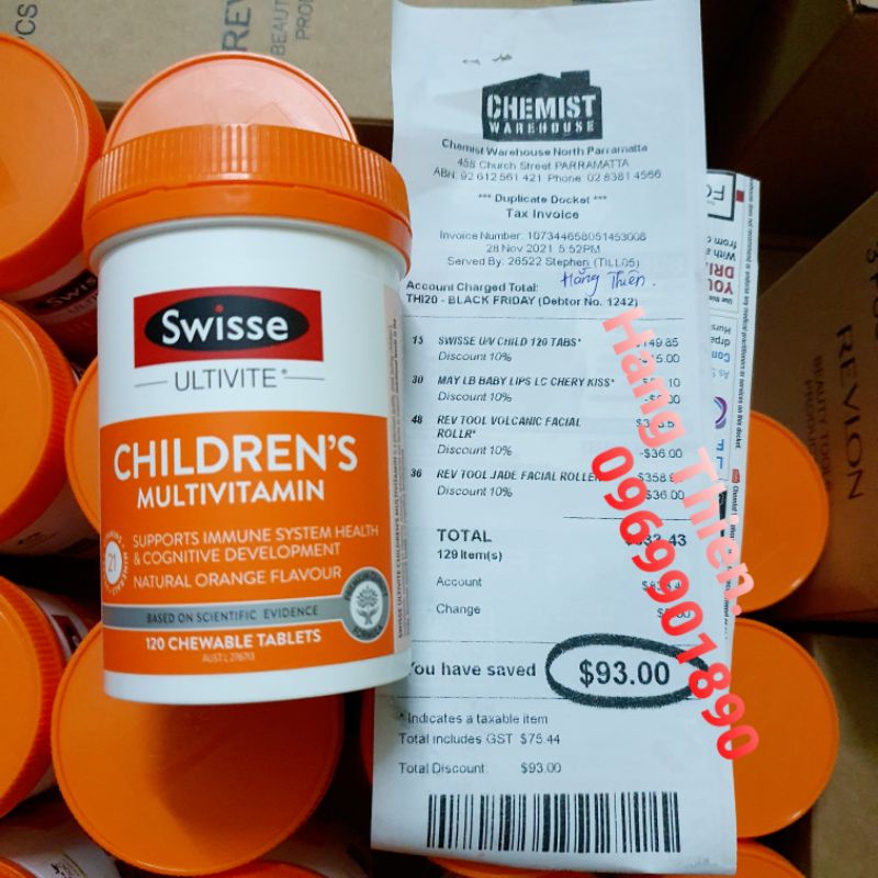 (Đủ bill) V.T.M tổng hợp cho bé từ 2 tuổi: Swisse Children's Ultivite Multivitamin