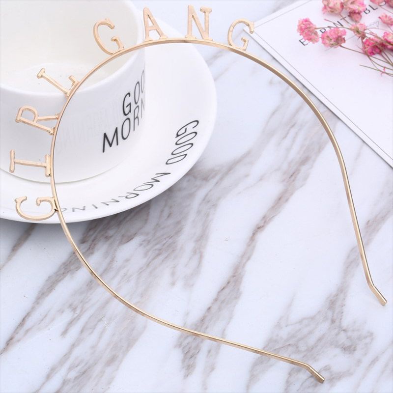 Băng Đô Cài Tóc Hình Vương Miện Bằng Hợp Kim In Chữ Vui Nhộn Cho Nữ