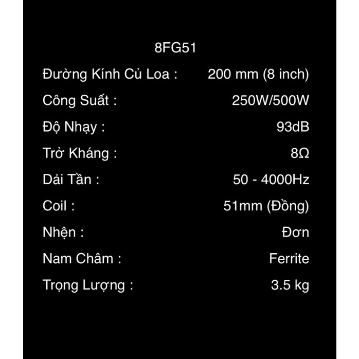 Loa Rời 2 tấc B&C SPEAKERS 8FG51 – Hàng Chính Hãng