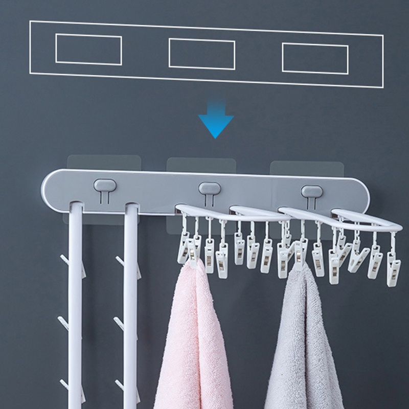 QQ Móc Phơi Quần Áo / Vớ / Đồ Lót 24 Kẹp Có Thể Gấp Gọn Tiện Dụng