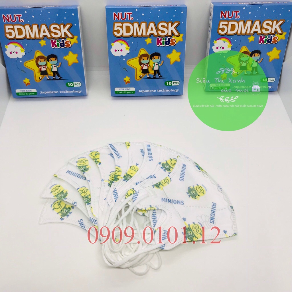 Khẩu trang em bé 5d thương hiệu Nut - Phương Tuyến chính hãng, 5d mask cho bé từ 1 - 3 tuổi