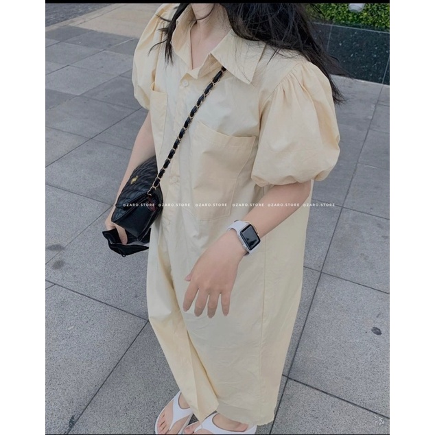 Váy sơ mi tay bồng dáng dài Hàn Quốc, Đầm sơ mi tay bồng - Dorita Boutique