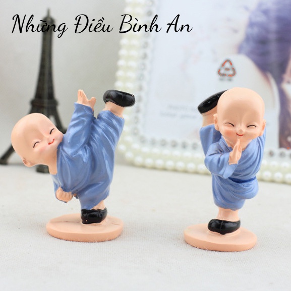 Tượng chú tiểu luyện võ áo xanh KÈM ĐẾ và KEO mang lại an nhiên trong cuộc sống 💕FREESHIP 50k💕 - Những Điều Bình An