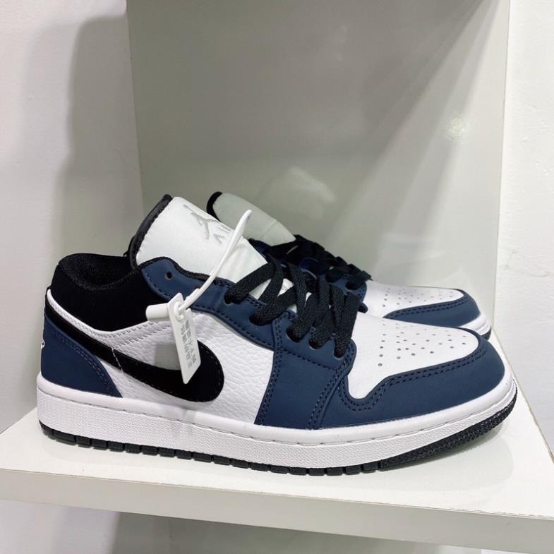 Giày thể thao air jordan1 low retro navy, giày jd xanh than cổ thấp nam nữ cá tính, hợp thời trang