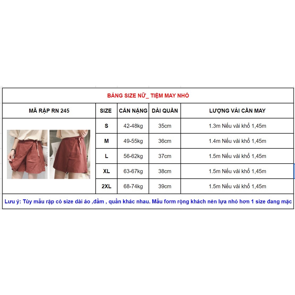 RN245_Rập giấy may quần giả váy nữ