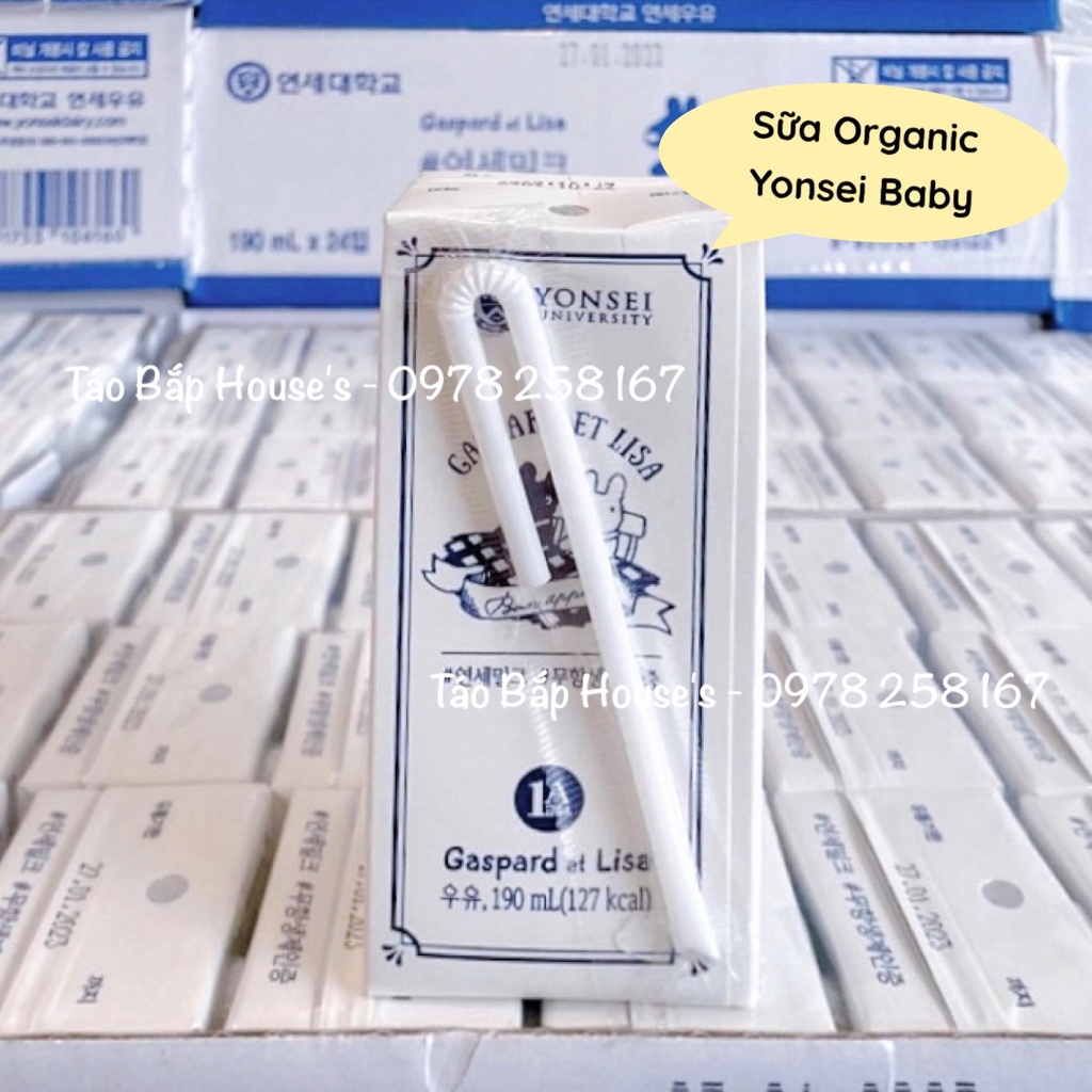 Sữa tươi hữu cơ Yonsei Organic Hàn Quốc hộp 190ml | TÁO BẮP'S HOUSE
