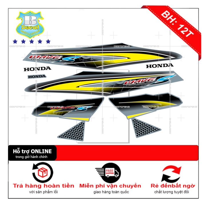 ( Quí khách vui lòng mang ra tiệm cho thợ dán ) Tem wave S 2017 pho decal