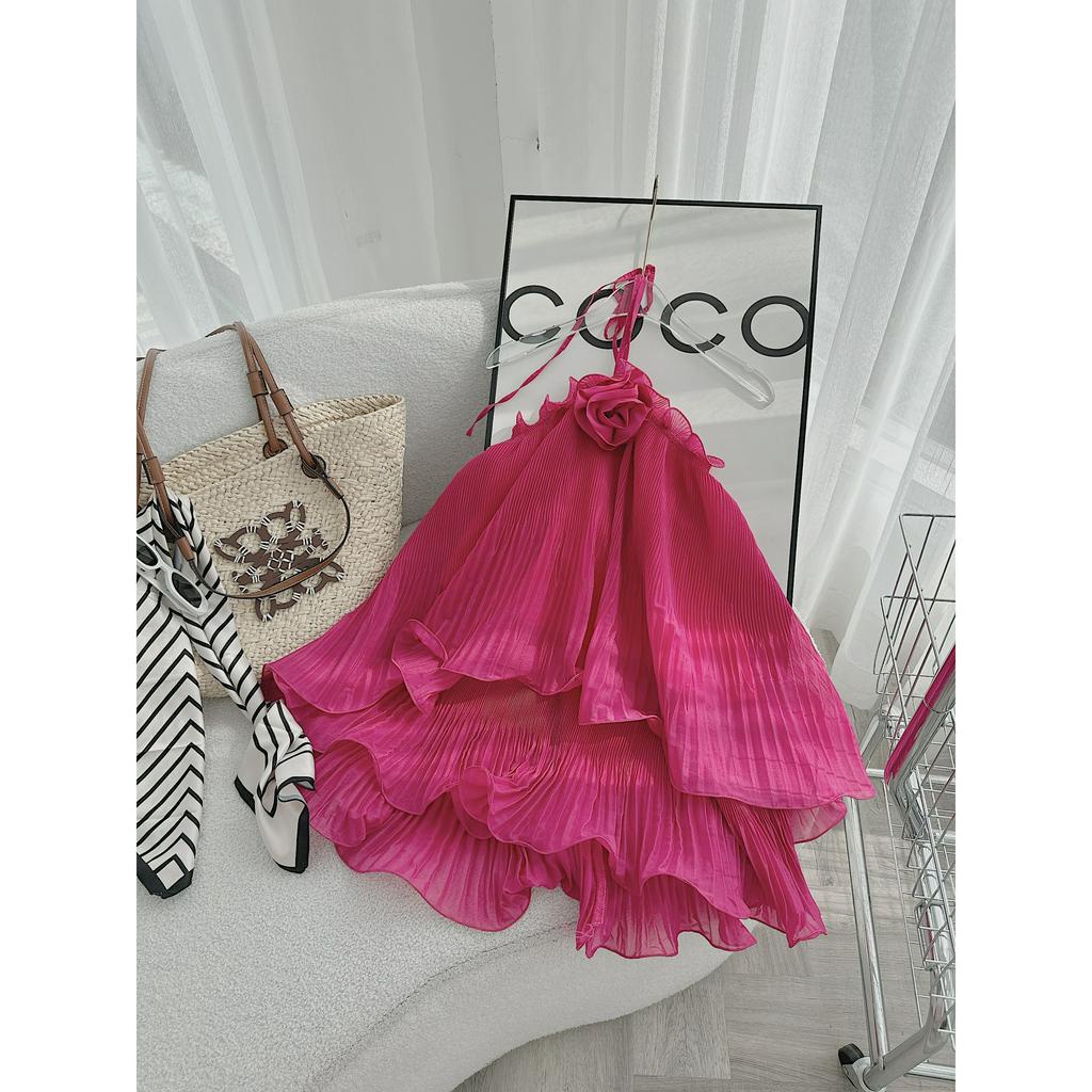 ĐẦM YẾM DẬP LY BÈO TẦNG TAG HOA NHÚN 2 MÀU (TH)