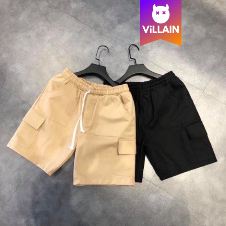Quần Short Kaki Lửng Nam Nữ Thun Đen Unisex - Villain | BigBuy360 - bigbuy360.vn