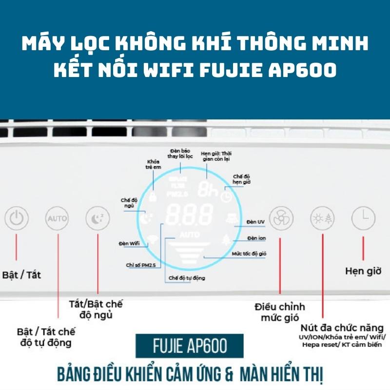 Máy lọc không khí thông minh FujiE AP600 kết nối wifi tích hợp bảng điều khiển cảm ứng và màn hình LED